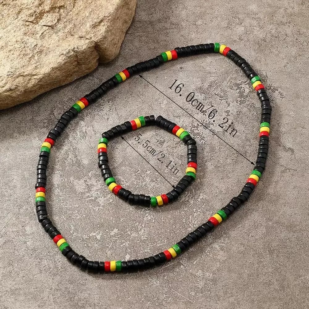Collier créatif, ensemble de bijoux en perles de bois, bracelet élastique au design ethnique, accessoires de bijoux, bracelet de main Hip Hop pour femme