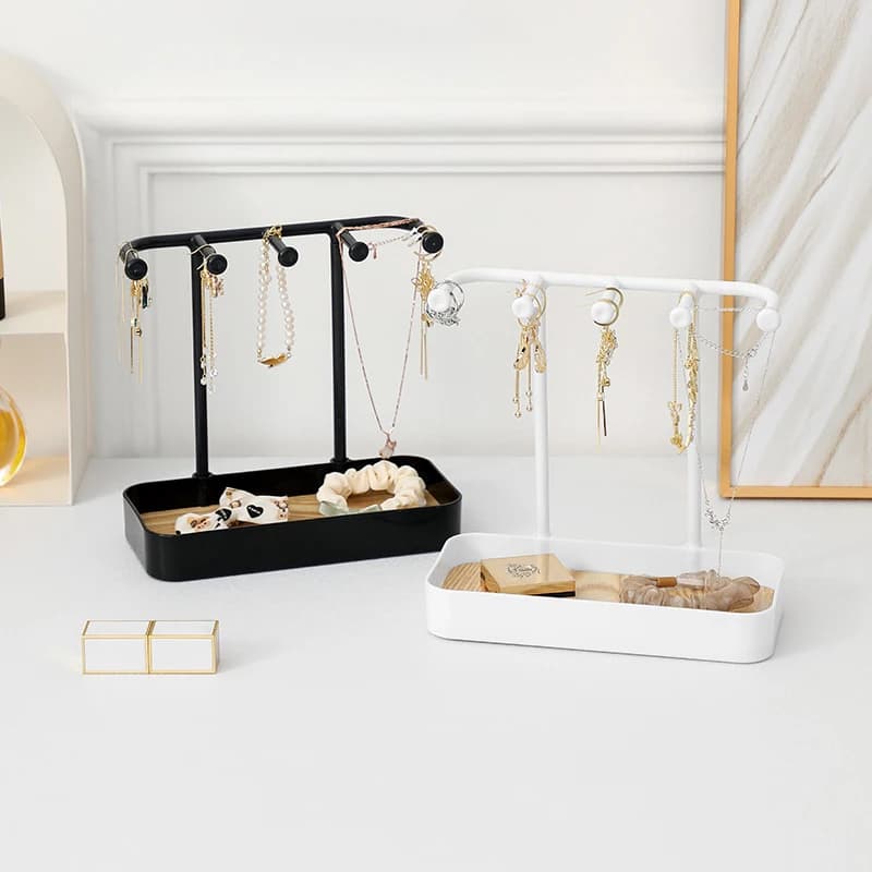 Présentoir à Bijoux T1 avec Base en Bois, Présentoir pour Boucles d'Oreilles et Colliers de la raq