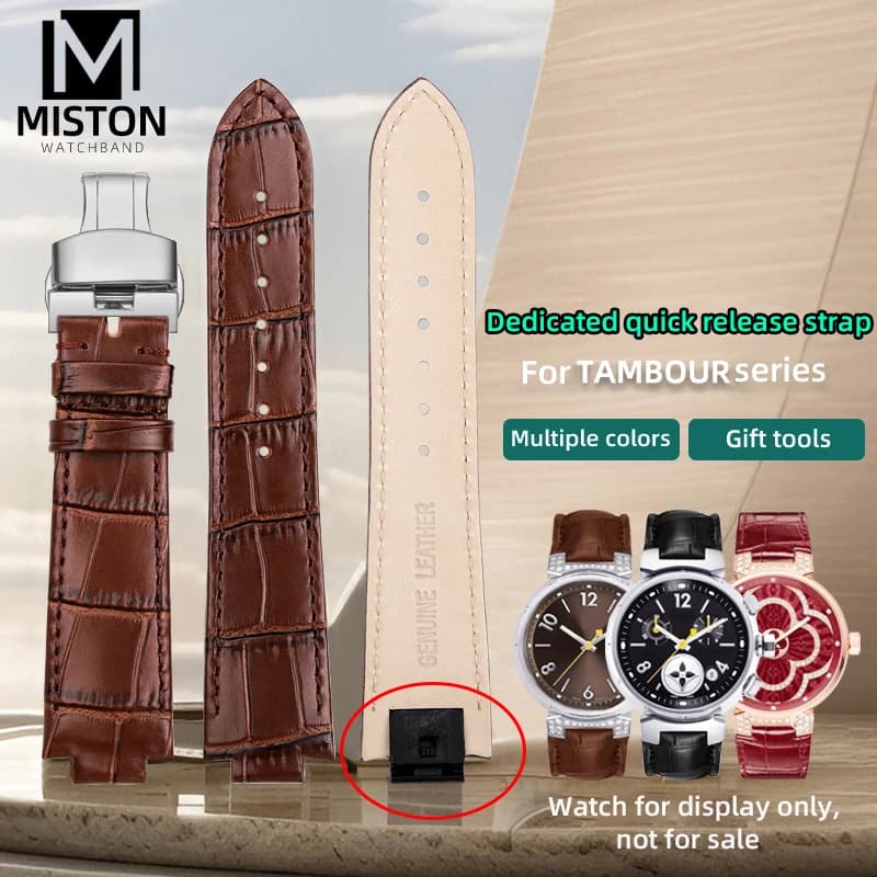 Bracelet de montre en cuir à dégagement rapide pour LV, bracelet Louis Vuitton, ceinture de montre Tambour, 18x10mm, 21x12mm, Q114k, Q1121