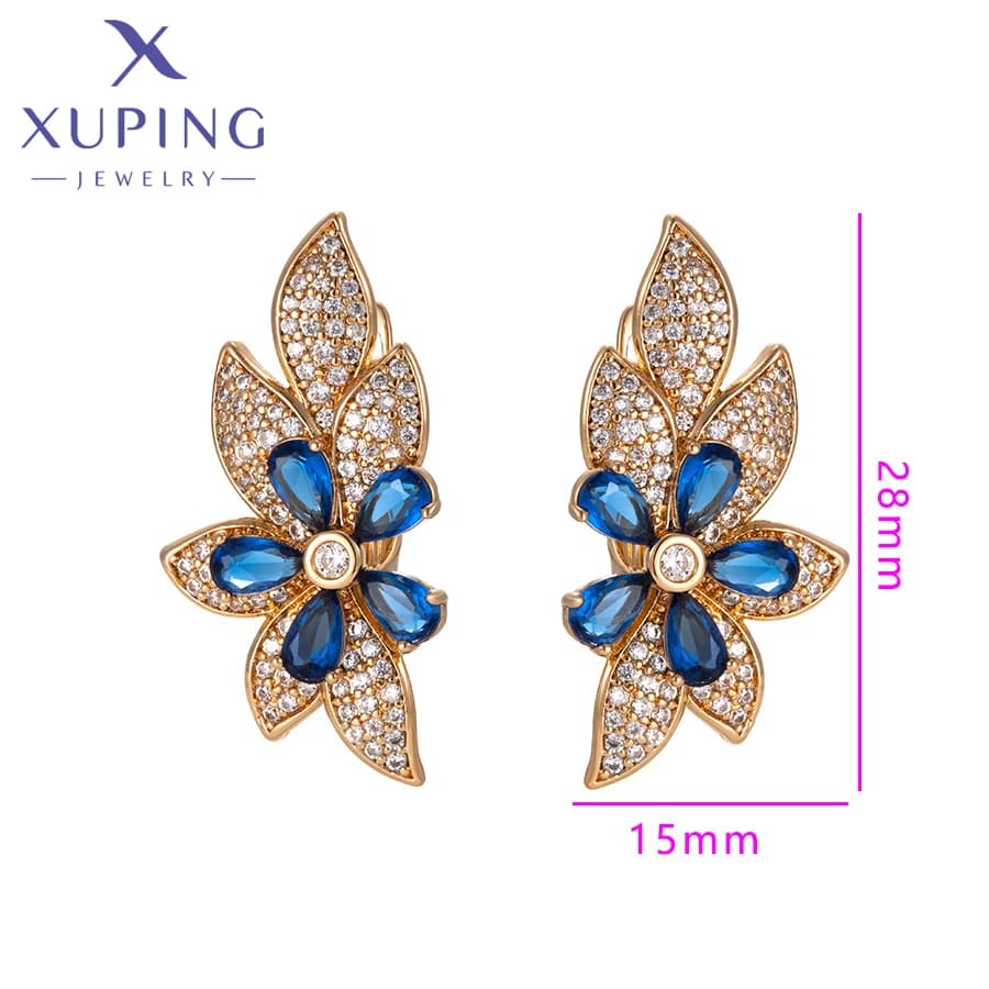 Xuping bijoux mode fleur breloques boucles d'oreilles multicolore pierre populaire Huggies boucle d'oreille pour les femmes école cadeau X 000439994