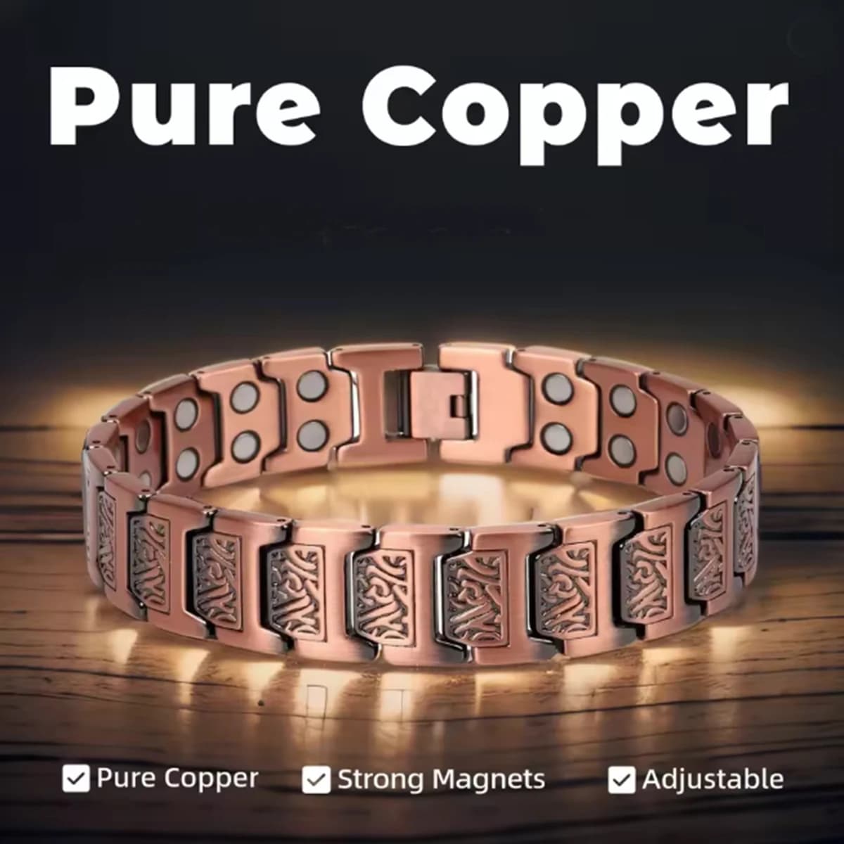Bracelet magnétique plaqué cuivre pour hommes, bracelets à maillons magnétiques, énergie et santé, bracelet magnétique, cadeau de bijoux