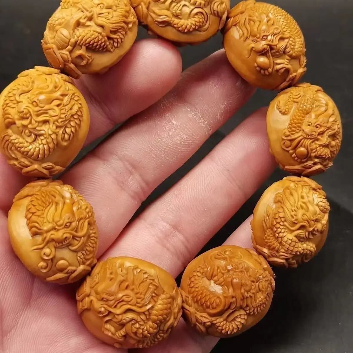 Kowloon dieu de la richesse Bracelet de noyaux d'olive le dieu de la richesse Maitreya maître sculpté à la main chanceux chaîne Wen jouer bijoux