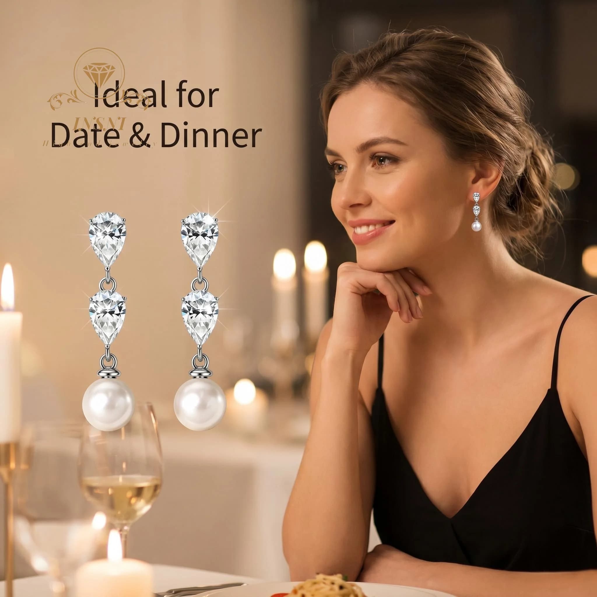 Boucles d'oreilles goutte d'eau en mozzarella, diamant et perle autrichienne, bijoux de luxe légers pour femmes, moissanite abordable, bijoux de luxe légers