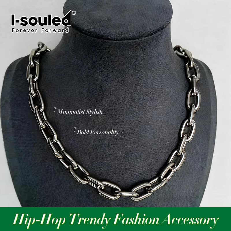 Collier en titane pur pour hommes, chaîne à maillons toriques 3D de 9.5mm, minimaliste, élégant, personnalité audacieuse, accessoire de mode tendance hip-hop