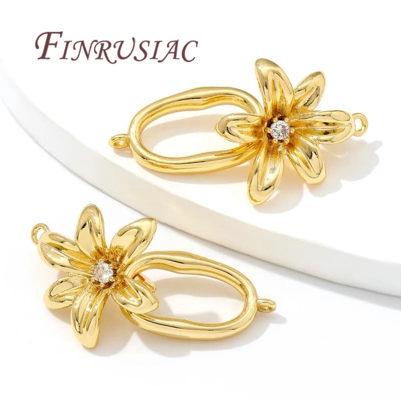 Connecteurs pour bijoux plaqués or 18 carats, attaches pour bracelets, fermoirs en forme de fleurs, accessoires pour bricolage, perles grossières