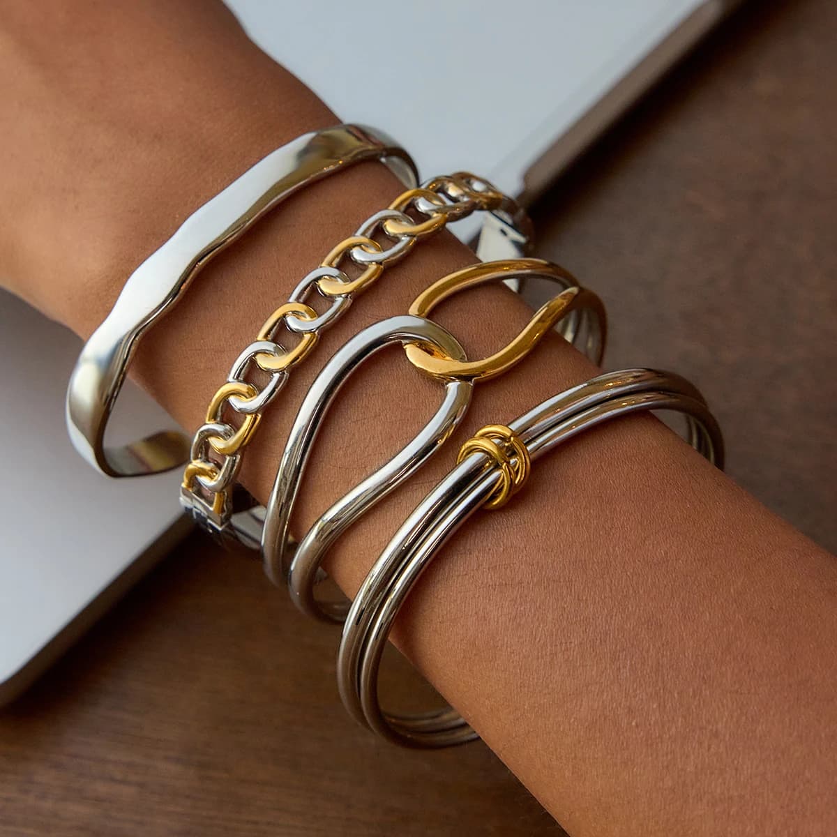 Yori 60mm acier inoxydable haute qualité Double anneau Bracelet Bracelet antirouille mode poignet Bijoux Bijoux accessoires