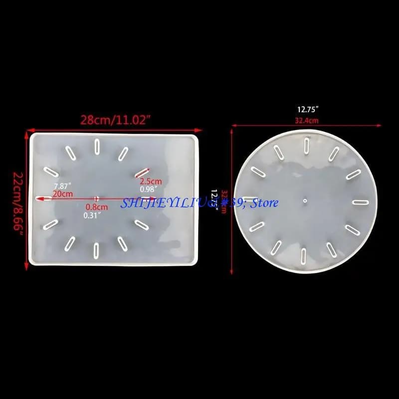 E21F – moules en résine d'horloge pour résine, grands moules ronds/carrés en Silicone, moules en époxy, accessoires bijoux