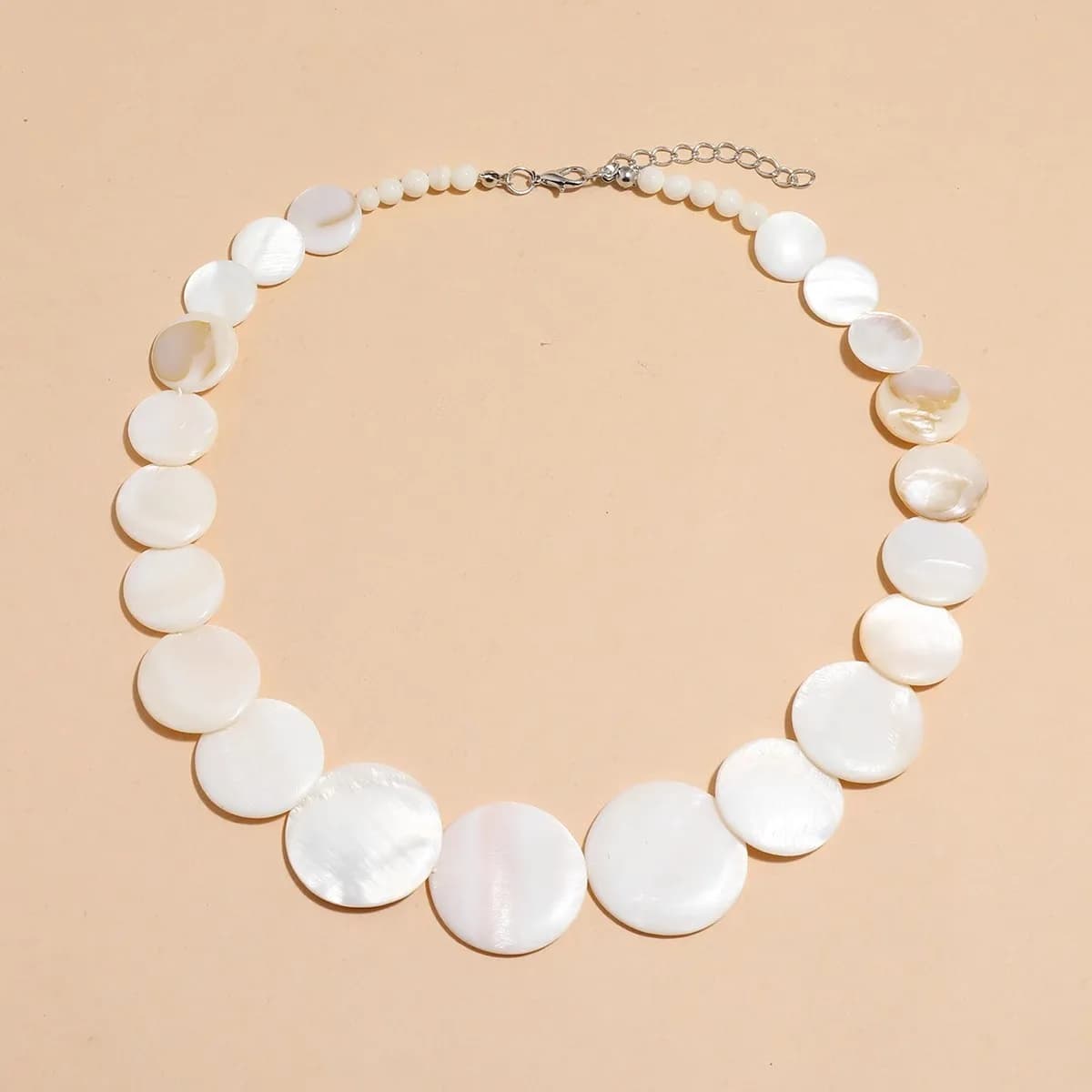 Collier en nacre naturelle 10-30mm, perles rondes, ras du cou, bijoux classiques de plage