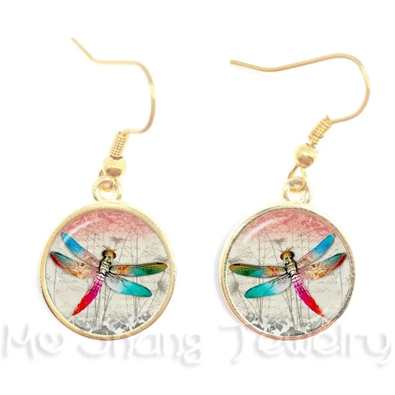 Bijoux Dragon Fly libellule, 16mm, Cabochon, pendentif en pierre de verre, boucle d'oreille en verre pour femmes, meilleur cadeau pour elle