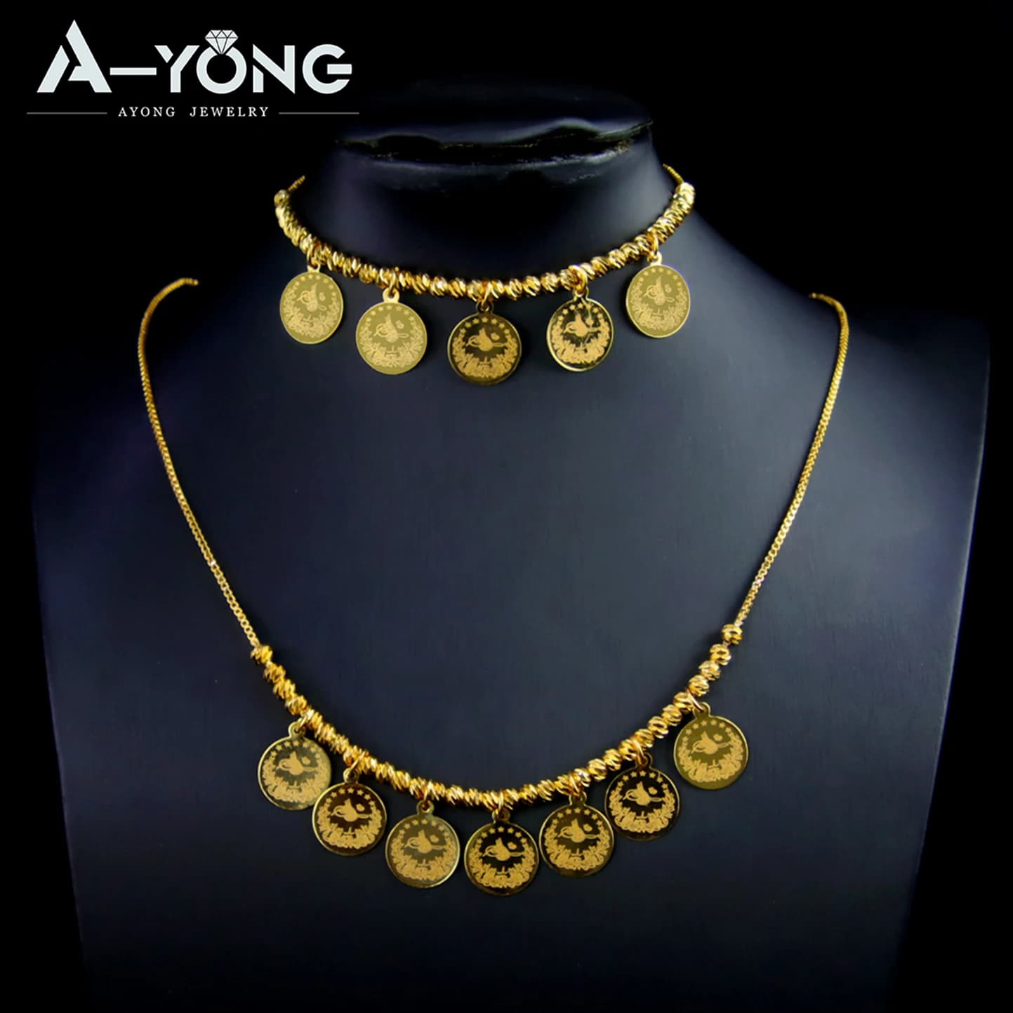 Ensemble de bijoux en perles Vintage kurde, plaqué or 21 carats, pièces de monnaie turques, collier à breloques, Bracelet algérie, bijoux de mariage islamiques pour femmes