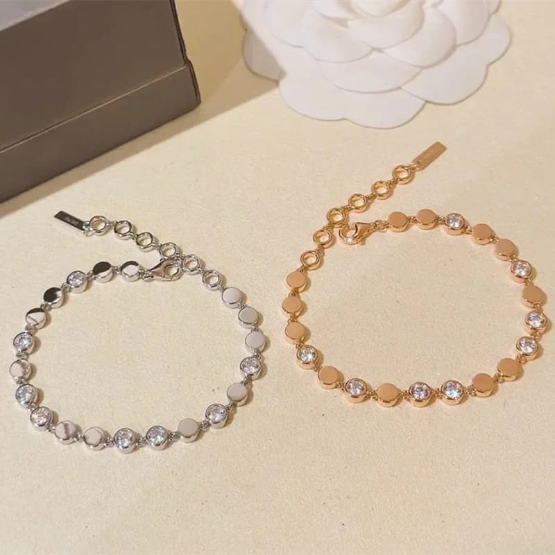 Bracelet en argent 925 incrusté de diamants et de moissanite