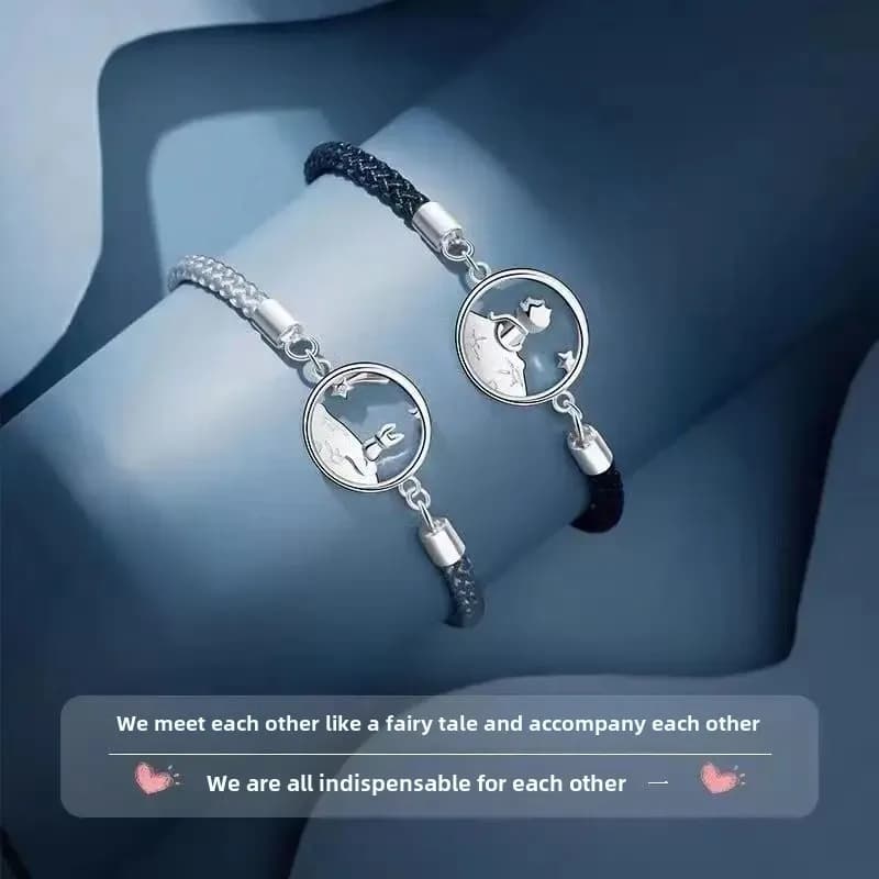 Bracelets de Couple Prince et renard, Design Simple pour étudiant, bijoux tissés à la main, cadeau d'anniversaire pour meilleurs amis avec Message Secret