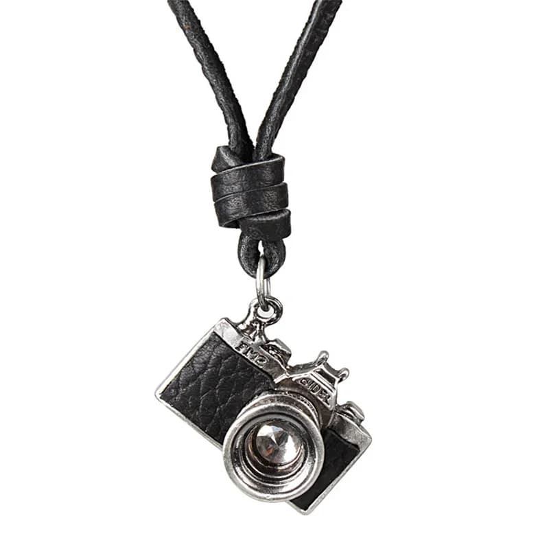 Collier pendentif appareil photo vintage pour hommes et femmes