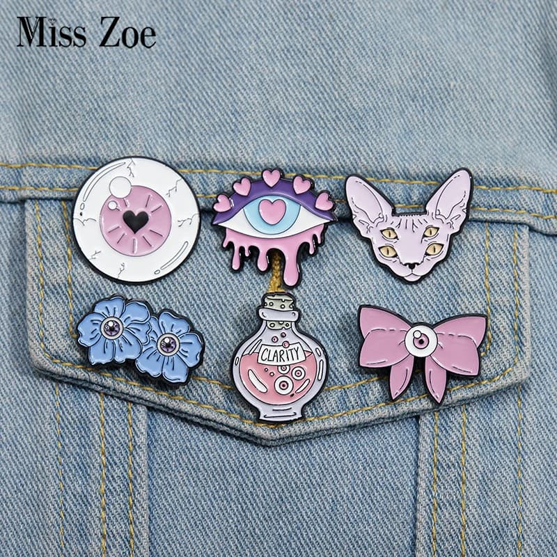 Épingles en émail punk rose personnalisées, broches de potion magique, insignes de revers, bijoux gothiques, cadeau pour enfants, amis