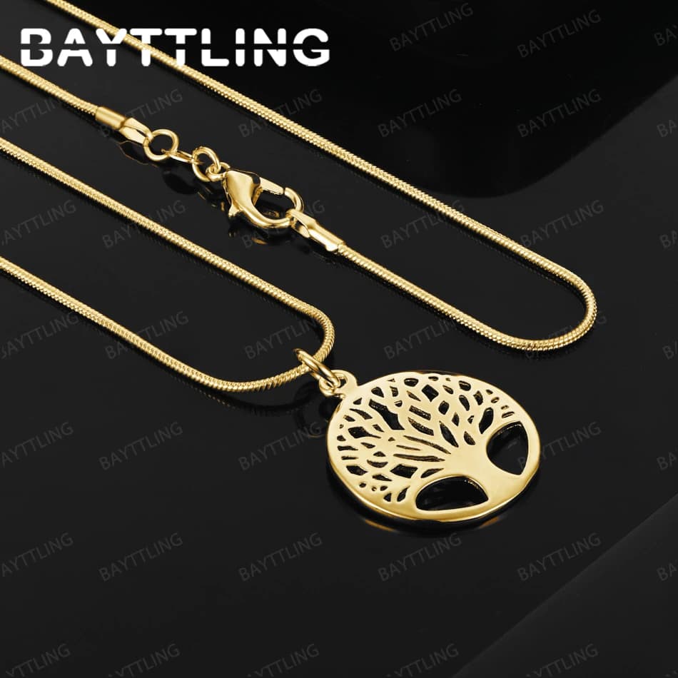 Collier avec pendentif arbre délicat en argent Sterling 925, or 18 carats, 16 à 30 pouces, pour femmes, accessoire cadeau de mariage, bijoux