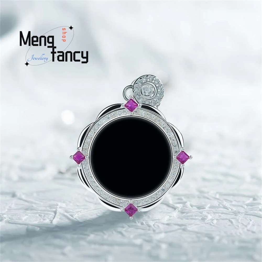 S925 argent incrusté naturel a-goods jadéite encre Cui squelette glace Jade pendentif exquis élégant luxe qualité bijoux de mode