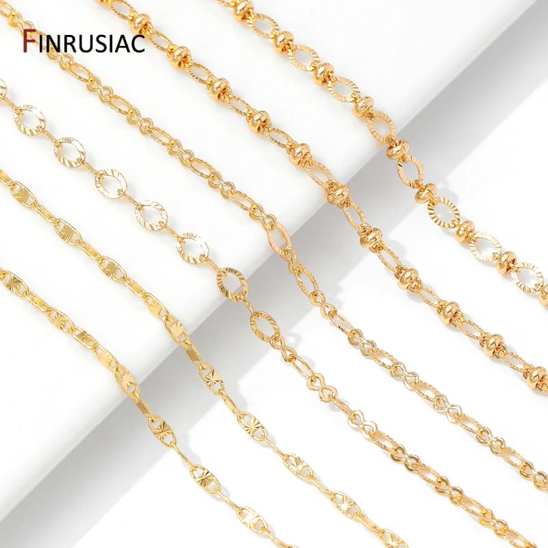 Chaînes de bordure de câble ovale en laiton plaqué or 14K, multi-styles, pour collier, Bracelet, accessoires de fabrication de bijoux, fournitures de bijoux à faire soi-même