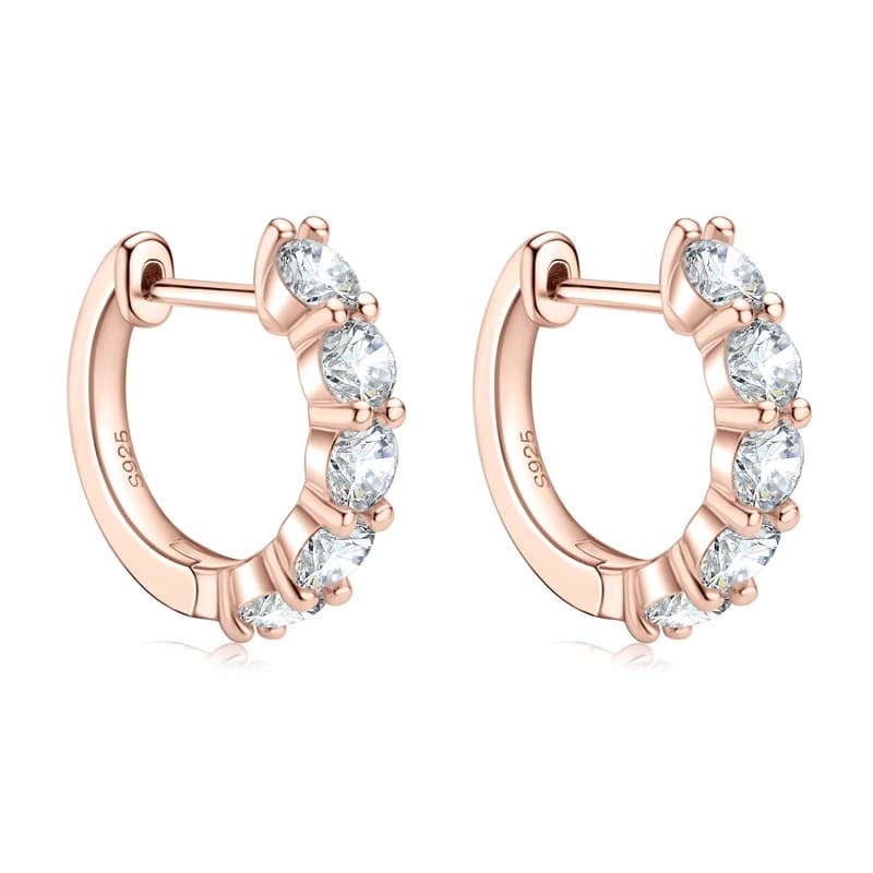 IOGOU – boucles d'oreilles Huggie couleur Moissanite pour femmes et filles, bijoux fins, 3.5 argent 100% véritable, plaqué or Rose, 925mm