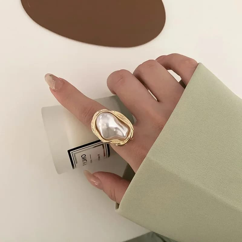 LATS nouveau Design étoile de mer perle anneau forme couleur or anneaux réglables pour les femmes mode coréenne bijoux fête accessoire de luxe