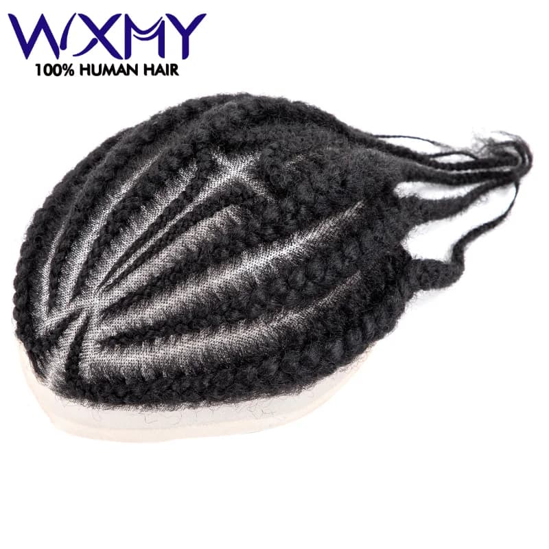 Tresses pleine dentelle Base toupet hommes perruque mâle cheveux prothèse Crochet