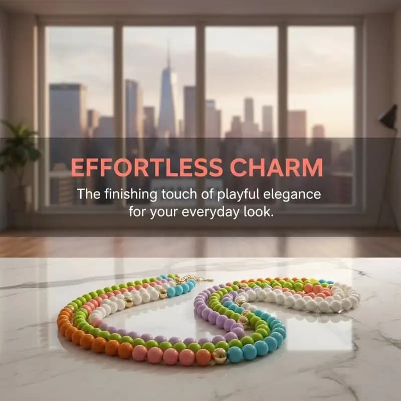 Collier de perles en acrylique couleur unie