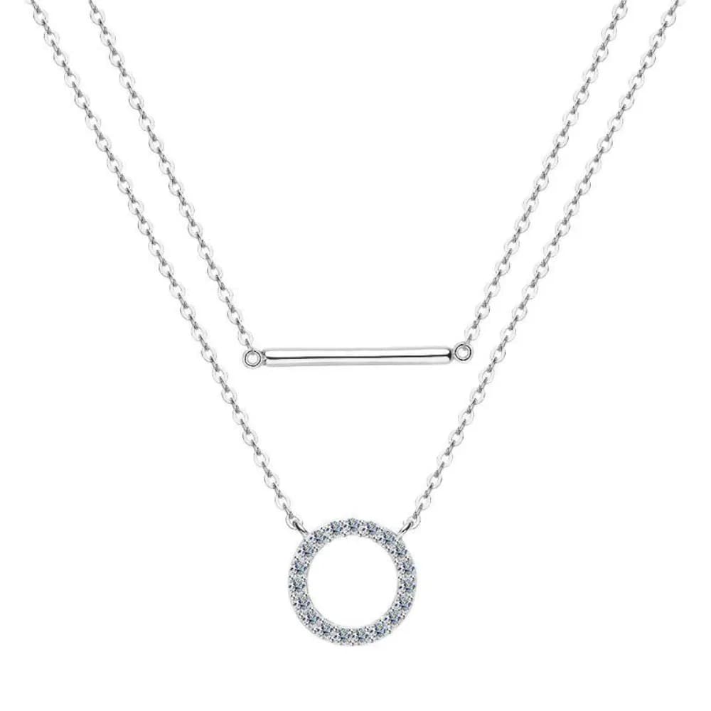 Collier Moissanite avec pendentif Double couche, chaîne en diamant en argent Sterling S925 pour femmes, bijoux fins pour fête de mariage, M-JAJA