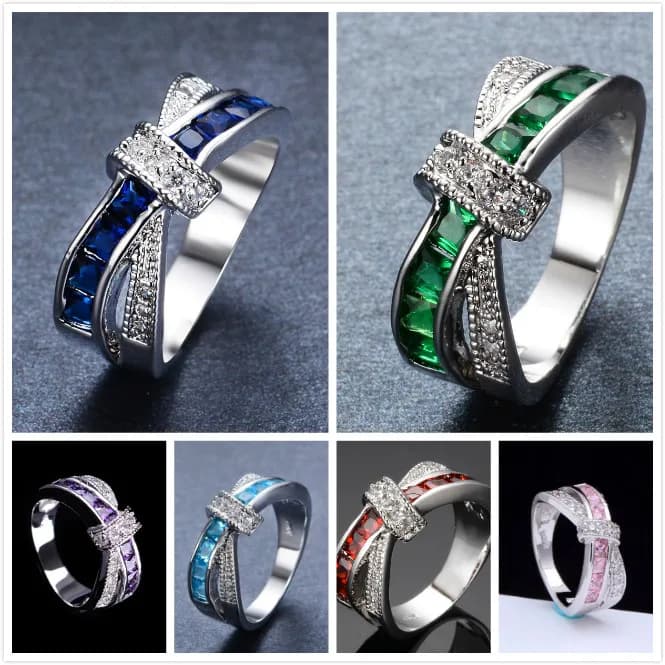 Bagues en argent Sterling 925 et diamant pour femmes, zircon coloré, taille 6/7/8/9/10, élégantes, à la mode, pour couple, cadeau de fête de mariage, tendance