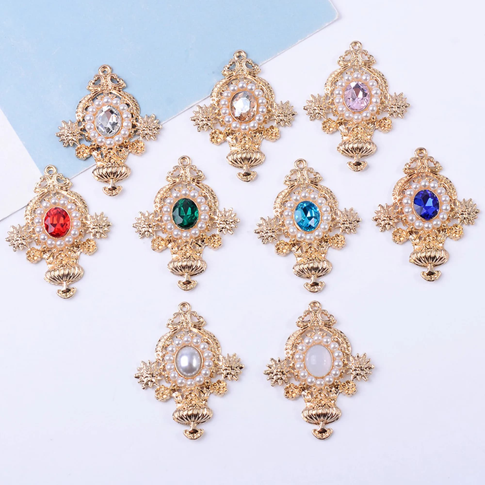 Lot de 5 pièces de bijoux en alliage, accessoires de mode, personnalité, pendentif en diamant, bricolage, accessoires de cheveux, boucles d'oreilles, matériel