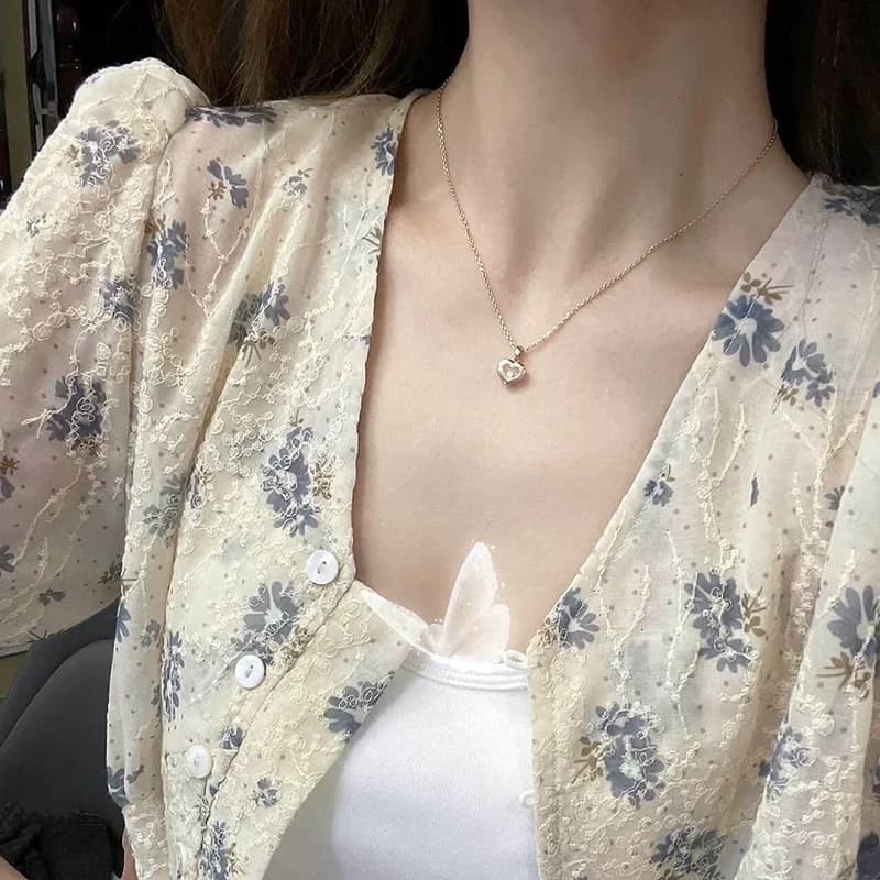 Collier en argent Sterling 925, pierre Happy Move 5A, pendentif en forme de cœur en zircone, ensembles de colliers pour femmes, bijoux fins