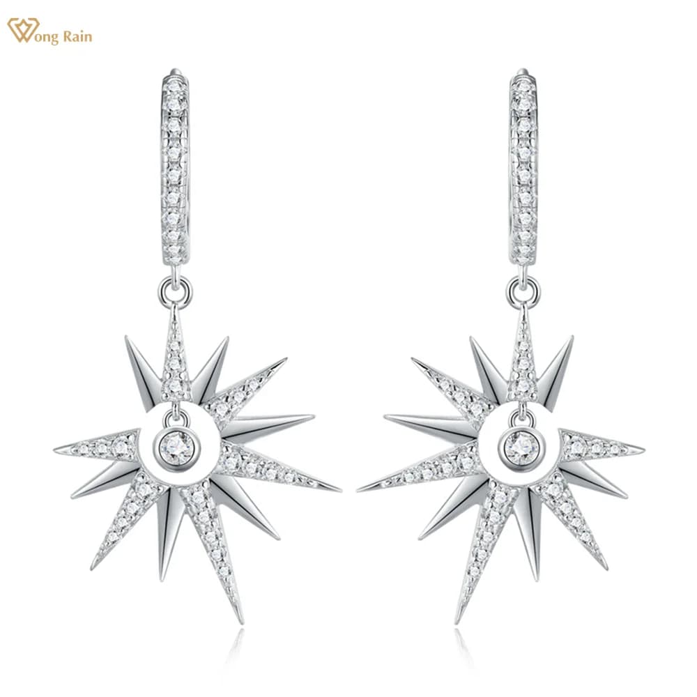 Wong Rain – boucles d'oreilles scintillantes en argent Sterling 925, VVS1 3EX D, véritable Moissanite, pierres précieuses complètes en diamant, étoile, goutte d'eau, bijoux fins, cadeau