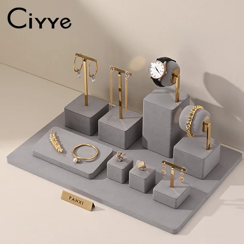 Ciyye gris bijoux présentoir magasin armoire présentoir accessoires pour bijoux Bracelet affichage montre anneau boucle d'oreille Bracelet décoration support