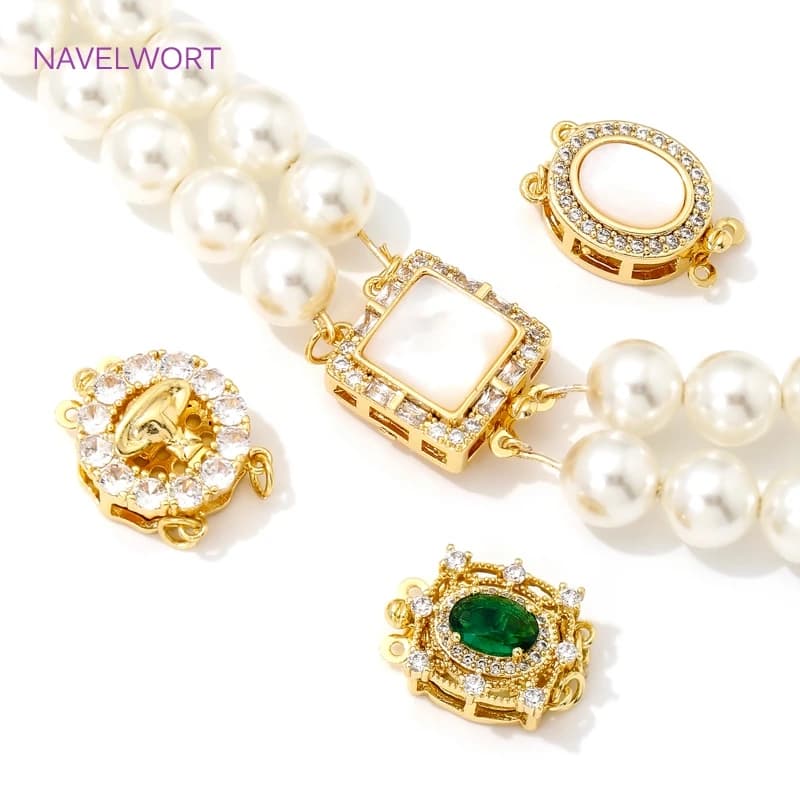 Fermoirs de collier de perles plaqués or 18 carats, connecteur de fermoir de sécurité, fermoirs pour bijoux, accessoires de bijoux de bricolage, 4 styles