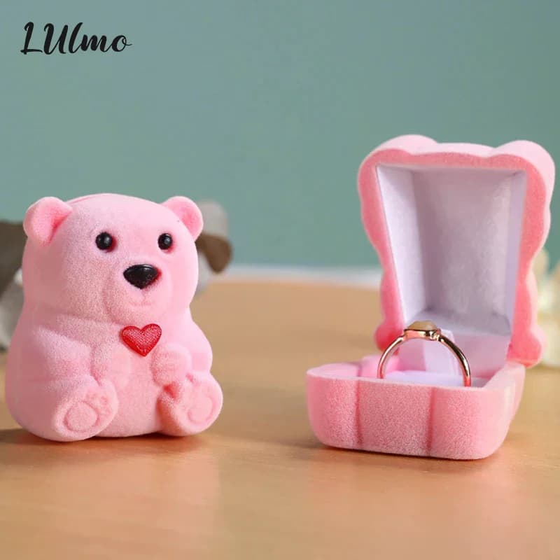 Charmante boîte à bijoux ours en peluche, organisateur de bagues, adapté au ranger des bagues, des boucles d'oreilles et autres bijoux, boîte à bijoux exquise