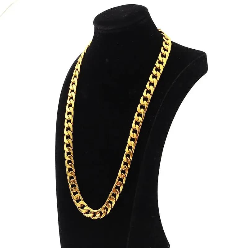 Collier classique en chaîne à serrure lisse de haute qualité pour femmes, couleur or, lien épais, bijoux Grunge, Steampunk, cadeau pour hommes