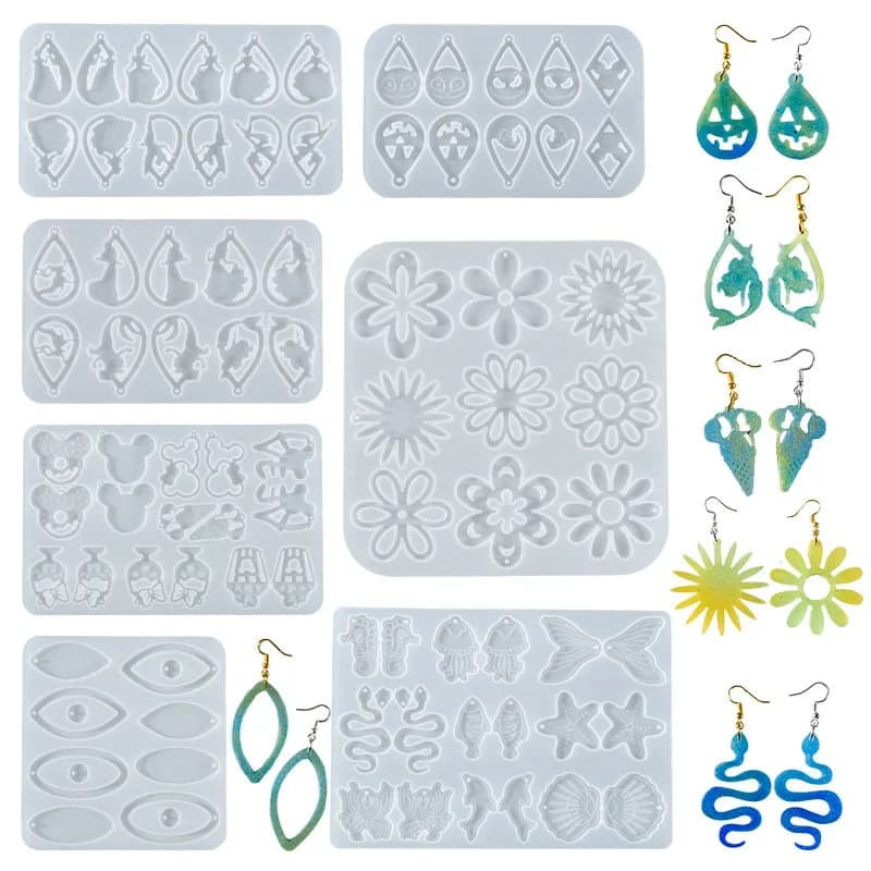 Moule en silicone pour boucle d'oreille, outil de fabrication de bijoux, en résine, UV, pour bricolage, artisanat, accessoires