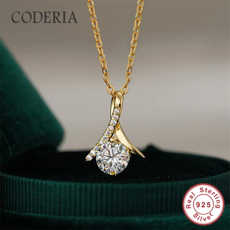 Collier avec pendentif rond Moissanite couleur D VVS1 3EX, 1CT, plaqué or 18 carats, argent, chaîne S925, bijoux de mariage pour femmes
