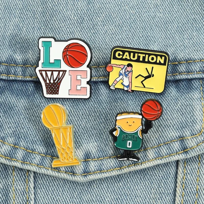 Broches en émail sur le thème des amateurs de basketball, broches de dessin animé de joueurs de sport, badges de revers, bijoux, cadeau pour enfants et amis