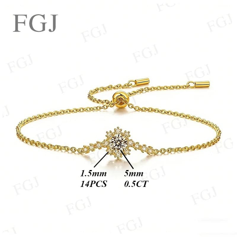Bracelet Hip-Hop en Moissanite, Argent Sterling 925, Certifié GRA, Rond, Couleur D, VVS1, Bijoux Fins pour Femme, Cadeaux pour Rendez-vous Galants et Fêtes