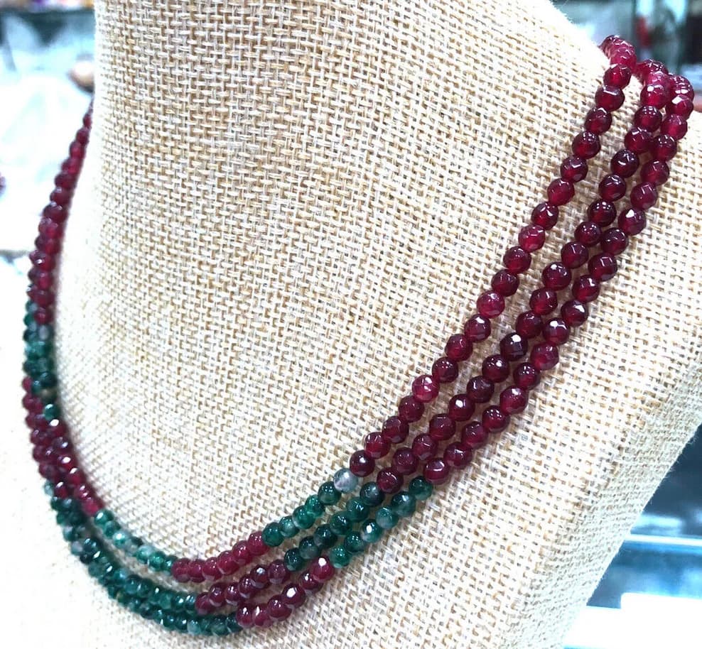 Nouveau collier de bijoux naturel 4mm rubis
