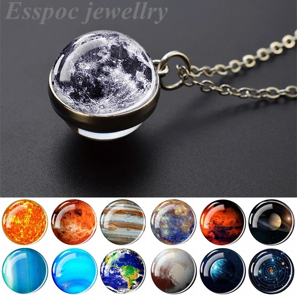 Système solaire planète collier lune terre Júpiter Neptune Mars Venus mercure boule de verre pendentif collier mode cadeau de noël