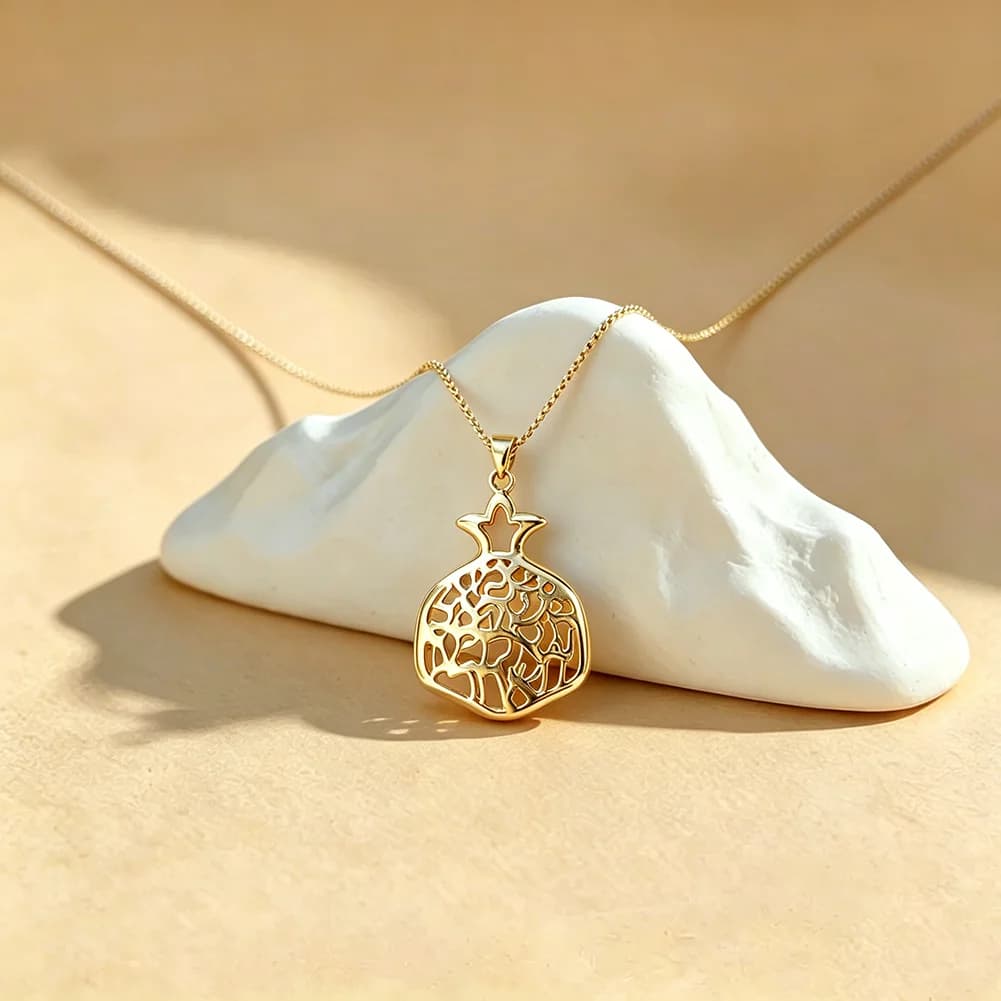 Collier pendentif grenade, prière Shma Yisrael, bijoux en acier inoxydable, cadeaux pour femmes et hommes, bijoux juifs pour Hanouka