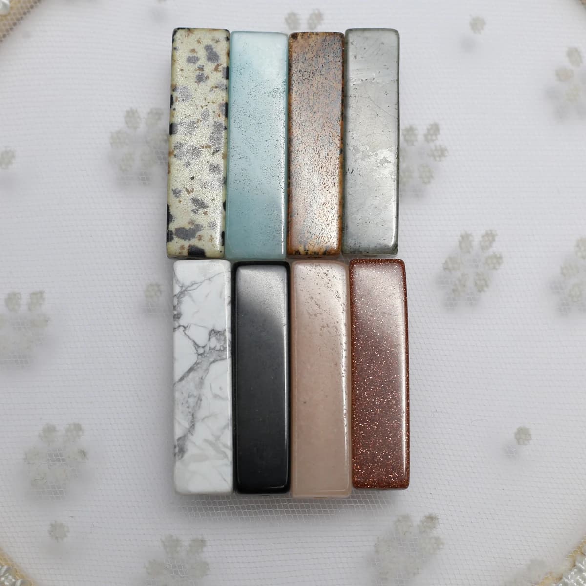 Perle rectangulaire en pierre semi-précieuse naturelle