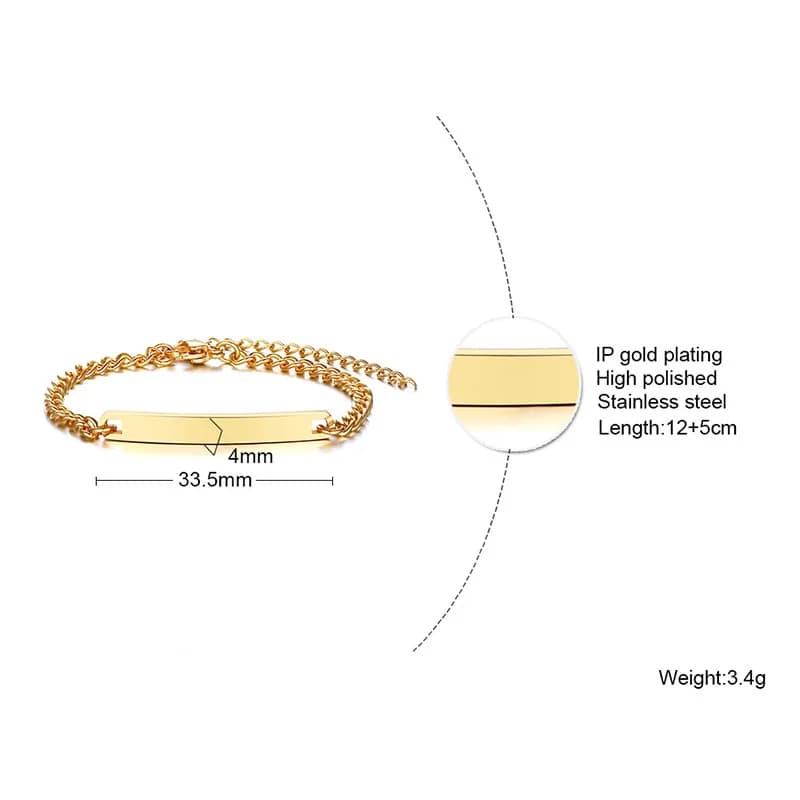 Bracelet personnalisé en acier inoxydable pour nouveau-né, bijoux personnalisés, nom personnalisé, ID, couronne, gourmette JOLink, cadeaux pour fille et garçon