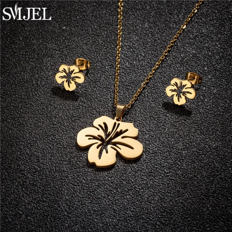 SMJEL – collier fleur de lys en acier inoxydable pour femmes et filles