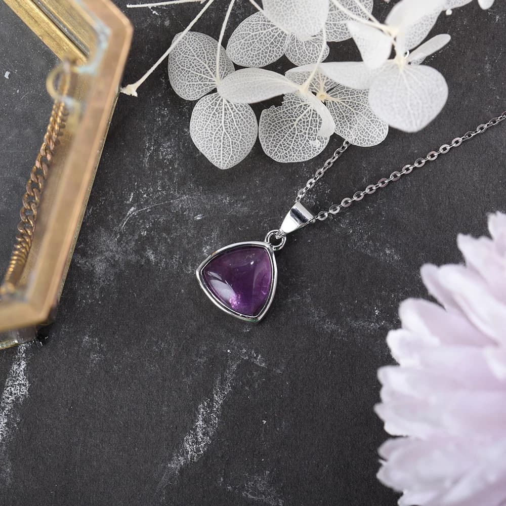 ITSMOS – collier avec pendentif en améthyste et Quartz Rose naturel