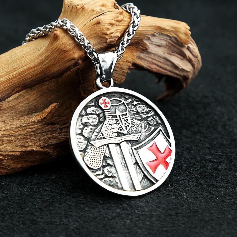 Pendentif croix chevaliers templiers vintage pour hommes, collier croix punk, acier inoxydable, bijoux uniques, cadeaux de mode, livraison directe