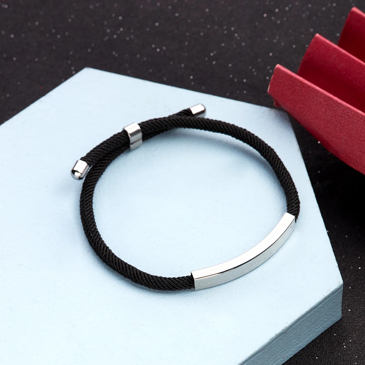Bracelet en Corde Personnalisé pour Homme, en Acier Inoxydable, avec Nom, Date, Texte Gravé, Cadeau d'Anniversaire pour Lui