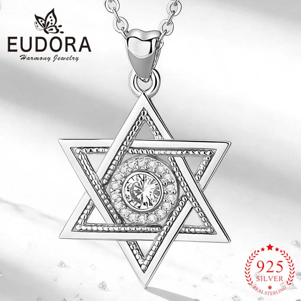 Eudora – collier étoile de David en argent Sterling 925, pendentif amulette du judaïsme, bijoux religieux en Zircon fin, cadeau de Festival pour femmes