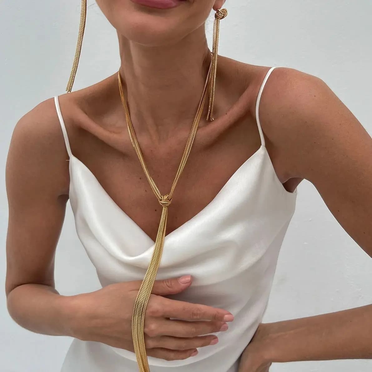 2025 bijoux de mode longue gland serpent chaîne cou colliers chaînes unies longue chaîne or multicouche femmes colliers