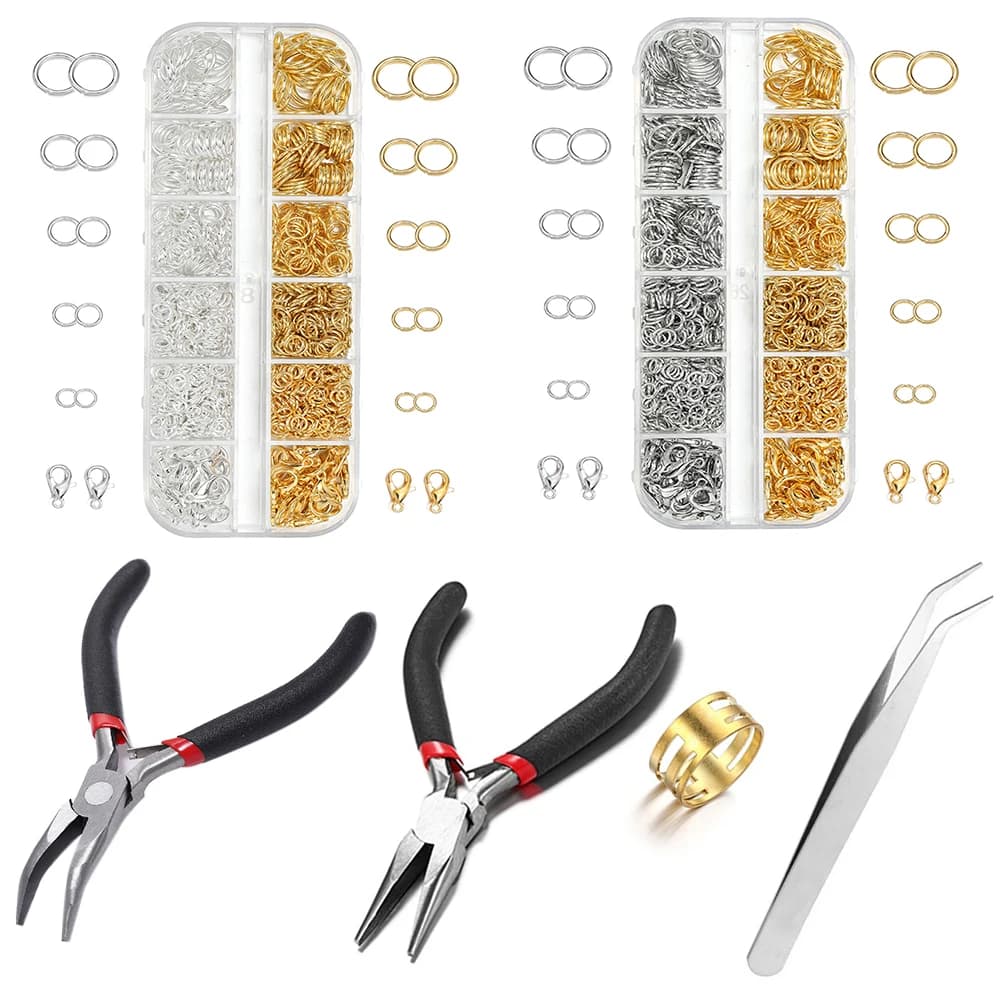 1 boîte de résultats de bijoux, anneaux de saut ouverts, fermoirs à homard, crochets, pinces, pincettes pour bricolage, Bracelet, collier, Kits de fabrication de bijoux